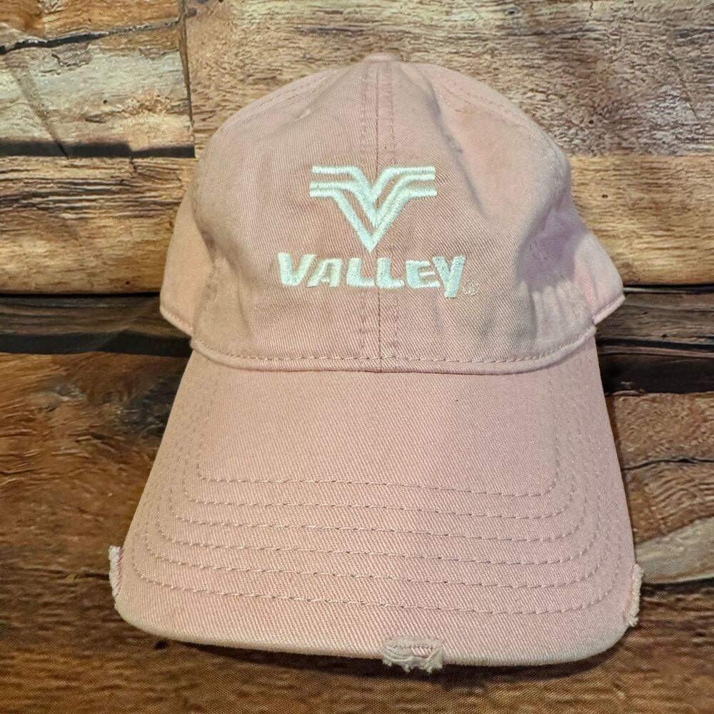 OTTO COLLECTION Valley Logo Baseball Cap Men's Adjustable Pink Cotton Distressed